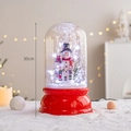 30cm Snowman lighted snow globe with red base and automatic falling snow scene - Cylindrical Dome Snowman & Child (Height 30cm)