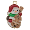 Ciondolo pupazzo di neve con violoncello in smalto e lega per gioielli fai da te - Stile Pupazzo Neve Piano (19567) / 1 Pezzo (25x14mm)