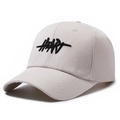 Classic beige cotton baseball cap featuring black artistic HEART letter embroidery - Adjustable / Beige
