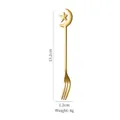 Golden moon and star celestial design stainless steel fruit fork 13.2cm length - Gold Moon Fork 13.2cm