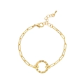 Pulsera de cadena de clip dorada con colgante de anillo estriado y cierre de mosquetón - Pulsera Ajustable de Clip No. 6