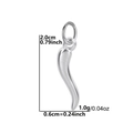 Silver horn pendant in stainless steel, 2.0cm height, minimalist small DIY charm accessory - Silver Steel - Chili