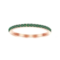 Minimalist rose gold ring featuring a sparkling row of emerald green zircons - May Green - Rose Gold