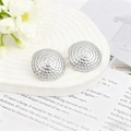 Lava style liquid metal heart stud earrings in silver finish with woven texture - Silver EH011-1 (Vintage Woven Texture)