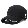 Black baseball cap with white melt away embroidery and fashion lettering on brim - Black With White Embroidery