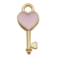 Ciondolo a forma di chiave a cuore dorato per gioielli fai-da-te in rosa e oro - 1 Pezzo Chiave a Cuore 7x16mm