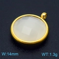 Golden stainless steel pendant with white faceted gemstone 14mm round birthstone charm - Gold Round White Gem Style (KLJ8259-Z)