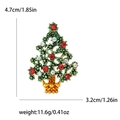 Green and white rhinestone Christmas tree brooch in gold finish with size measurements - Christmas Tree 9-0859 (Green Hollow with Gold Basket)