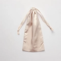 Single champagne beige satin drawstring storage pouch with smooth silk texture - Nude Pink