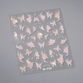 Sticker à ongles holographique laser M-726 avec papillon et effet aurore iridescent - Style de Papillon Holographique Rose (M-726) / Processus de Fragment de Verre Transparent
