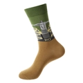 Green and camel crew socks featuring Christ the Redeemer Rio de Janeiro landmark - 1192-Rio