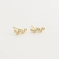 Eleganti orecchini a lobo a bolla in argento S925 dorato con brillanti zirconi cubici - Argento 925 / Oro
