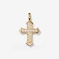 18K gold plated stainless steel cross pendant with sparkling white cubic zirconia - Cross Rhinestone Pendant