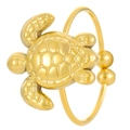 Adjustable golden sea turtle open ring featuring detailed geometric shell texture - Sea Turtle