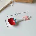 Ceramic strawberry spoon with pink bow detail and high-temperature underglaze finish - Cherry-Long Handle Spoon