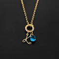 Gold plated stainless steel initial L necklace with a sparkling blue gemstone pendant - Letter K