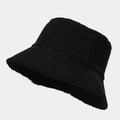 Detail view of black velvet bucket hat showing high-quality fabric and wide brim structure - M (56-58cm) / Black