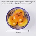 Modelo realista de dim sum chino en cuenco de porcelana azul y blanca de 12,6 cm - Pastelería de yema de huevo