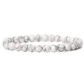 Single strand white howlite beaded bracelet with natural grey marble textures - Howlite (FD6998) / 6mm/19cm
