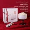 Ebony scented camellia candle set with dark wood base in minimalist gift box - Ebony [Souvenir Gift Box]