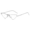 Trendy silver metal triangle cat-eye sunglasses with modern minimalist frame design - Silver Frame Clear Lens C8