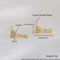 Exquisite golden heart key stud earrings with zircon inlay and 3-layer gold plating - Gold Heart Key
