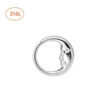 Silver 316L stainless steel moon face seamless nose ring and earring jewelry - 1.2x8mm / Silver Moon Face