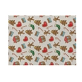 Christmas place mat with gingerbread and tree patterns on beige linen texture - CD27-21 (Christmas Elements)