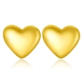 Minimalist 3D heart-shaped stud earrings in matte gold finish with a sleek mirror effect - Matte 3D Heart