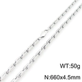 Silver stainless steel bamboo link chain necklace with lobster clasp 660x4.5mm 50g - Silver Box Chain (KN295408-KFC)