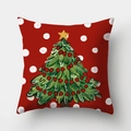 Red Christmas pillowcase with white polka dots and hand-drawn festive Christmas tree - Red Base Christmas Tree