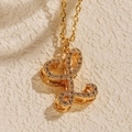 Golden letter L pendant necklace with cubic zirconia on a minimalist cable chain - Letter L