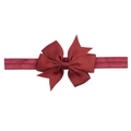 Infant burgundy grosgrain ribbon bow on a soft elastic headband in candy color - Burgundy