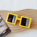 Fashionable square chunky yellow sunglasses with high-saturation retro pop style frames - Yellow