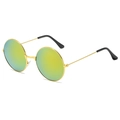 Retro-Rundsonnenbrille mit gelb-grünen Spiegelgläsern und goldenem Metallgestell - Goldener Rahmen Goldene Spiegelgläser