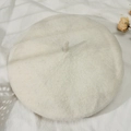 Classic cream white wool beret hat for women with minimalist aesthetic styling - M (56-58cm) / Milk White