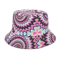 Dettaglio del cappello alla pescatora con stampa psichedelica e cuciture di alta qualità - M (56-58cm) / Caleidoscopio Psichedelico Rosa Blu (2#)