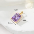 Purple rectangular gemstone pendant in gold plating with dimensions 22.6x10.8mm - Purple