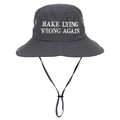 Cappello a secchiello grigio scuro con ricamo Make Lying Wrong Again e laccetto regolabile - Regolabile / Grigio