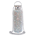 Sparkling multicolored diamond studded water bottle with a sleek crossbody metal chain - Iridescent White / 350ml (12oz) With Aluminum Chain