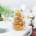 Mini sapin de Noël décoratif en résine ambrée pour bureau avec texture interne - 38 Agate jaune