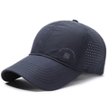 Breathable quick-dry sports baseball cap in dark navy blue with laser-cut ventilation holes - Adjustable / Navy Blue