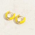Minimalist bright yellow enamel hoop earrings in a modern gold-plated alloy design - Yellow