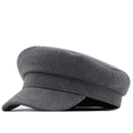 Casquette militaire grise en laine de style japonais pour femme au design rétro épuré - M (56-58cm) / Gris