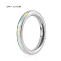 G23 Titan Septum Ring Silber mit Opal Einlage OP17 1.2x6mm für Piercings - OP17 Modell / 16G / Seitlich Eingelegter Weißer Opal / 1,2*6mm