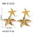 Detailed dimensions of double starfish earrings in 18K gold plated stainless steel - 18K Gold