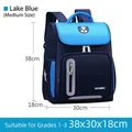 Lake blue waterproof primary school backpack for kids with cartoon bear pattern - Medium (38x30x18cm) / Lake Blue