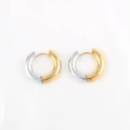 Zweifarbige Gold- und Silber-Creolen aus 4mm dickem Edelstahl für Damen auf weißem Grund - Zweifarbig 4x16mm (1 Stück)