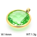 Green gemstone birthstone pendant with gold bezel and 14mm width measurement - Gold Round Green Gem Style (KLJ8241-Z)
