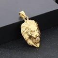 Pendentif tête de lion en or poli avec zircone cubique pour bijoux hip hop homme - Couleur Or avec Zirconium KP42215-TOM